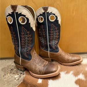 Ariat Brown, Red, and Blue Western Boots
